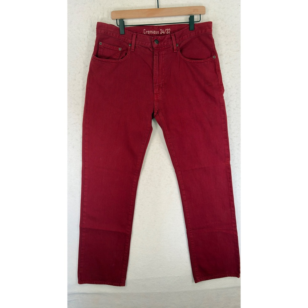 Cremieux Mens Straight Leg Jeans Red 100% Cotton Denim Pants 34x32 - Picture 1 of 10